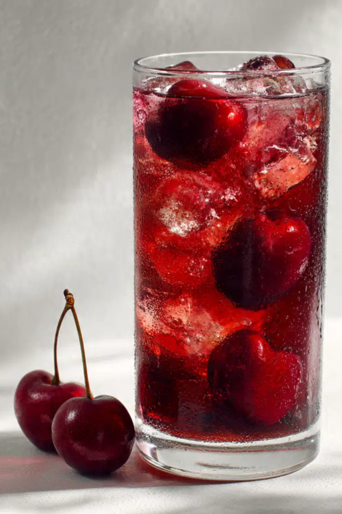 Cherry Pie Iced Tea with Frozen Cherries