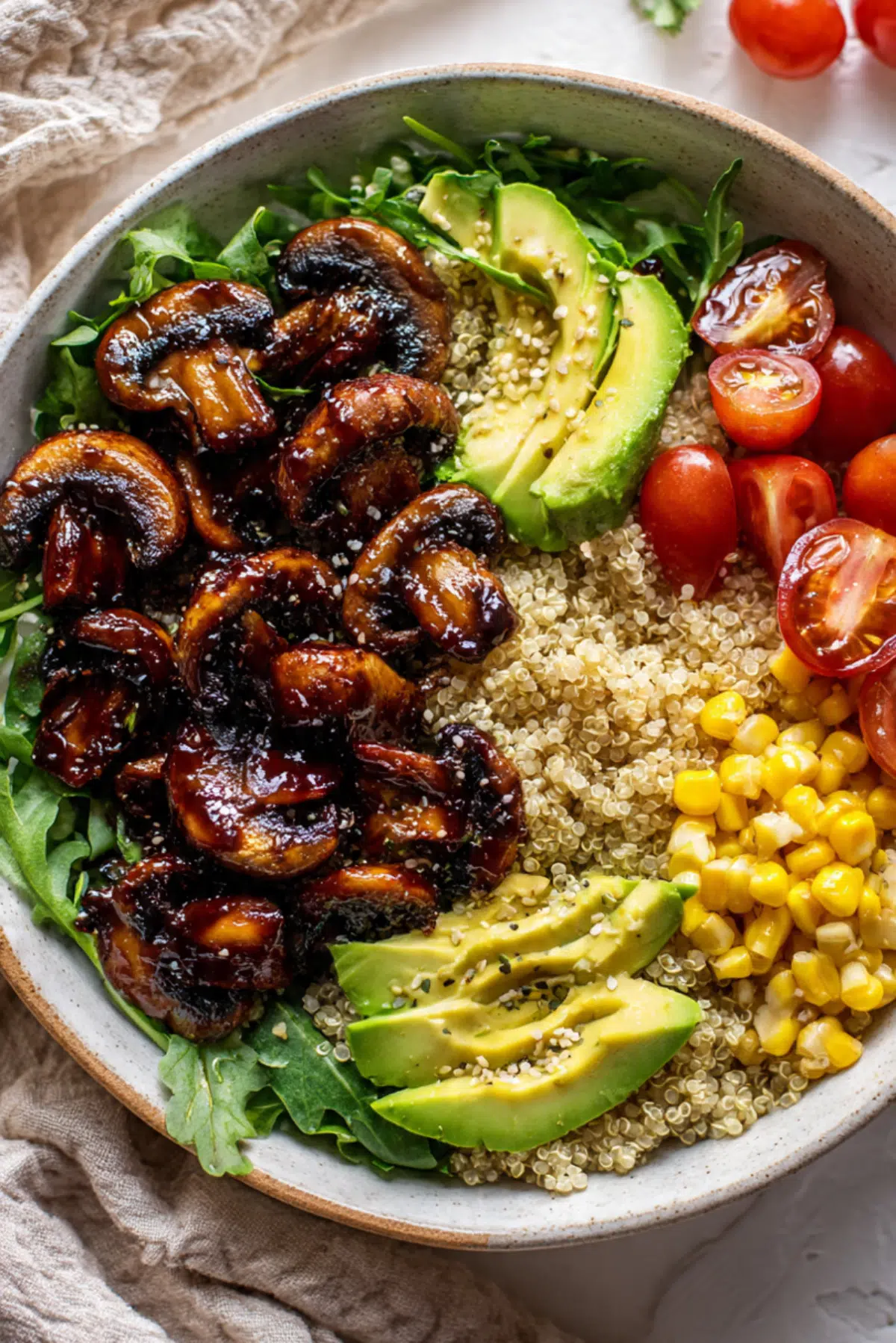 BBQ Mushroom Quinoa Bowl