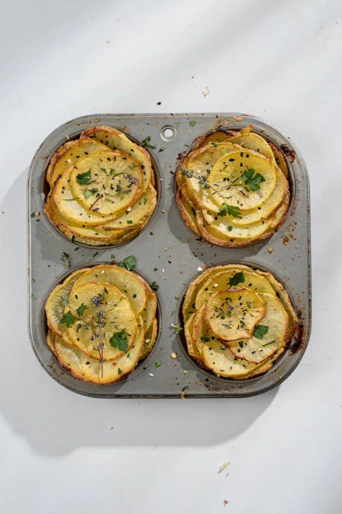 Garlic Herb Muffin Pan Potato Galettes