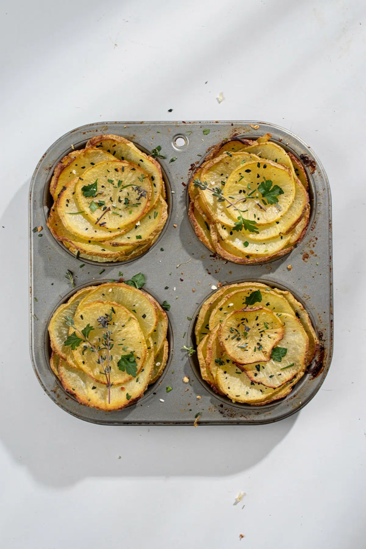 Garlic Herb Muffin Pan Potato Galettes