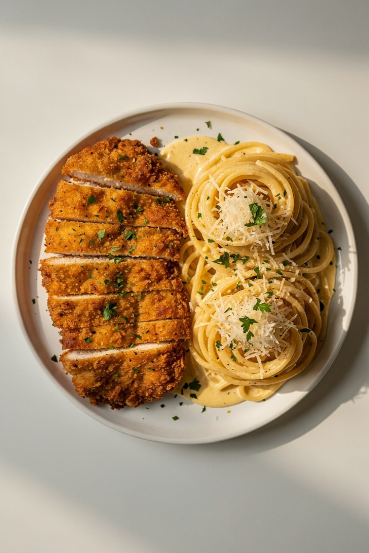 Crispy Chicken with Creamy Parmesan Pasta Recipe