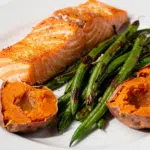 Pan-Seared Salmon with Green Beans & Baked Sweet Potato