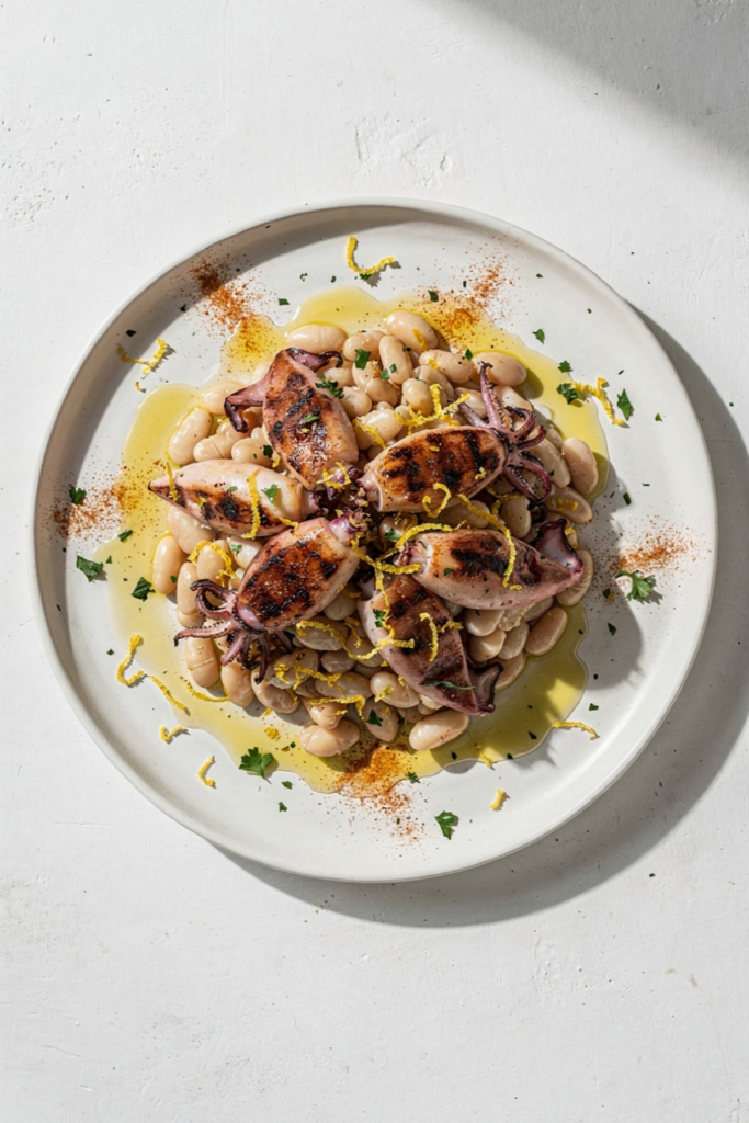 Grilled Squid with White Beans