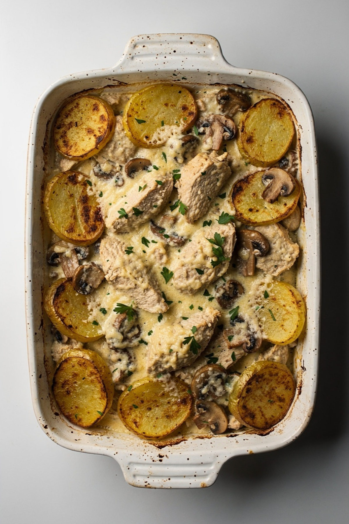 Creamy Turkey Casserole with Mushrooms & Potatoes