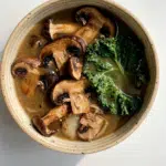 Wild Mushroom, Caramelized Onion, and Kale Soup