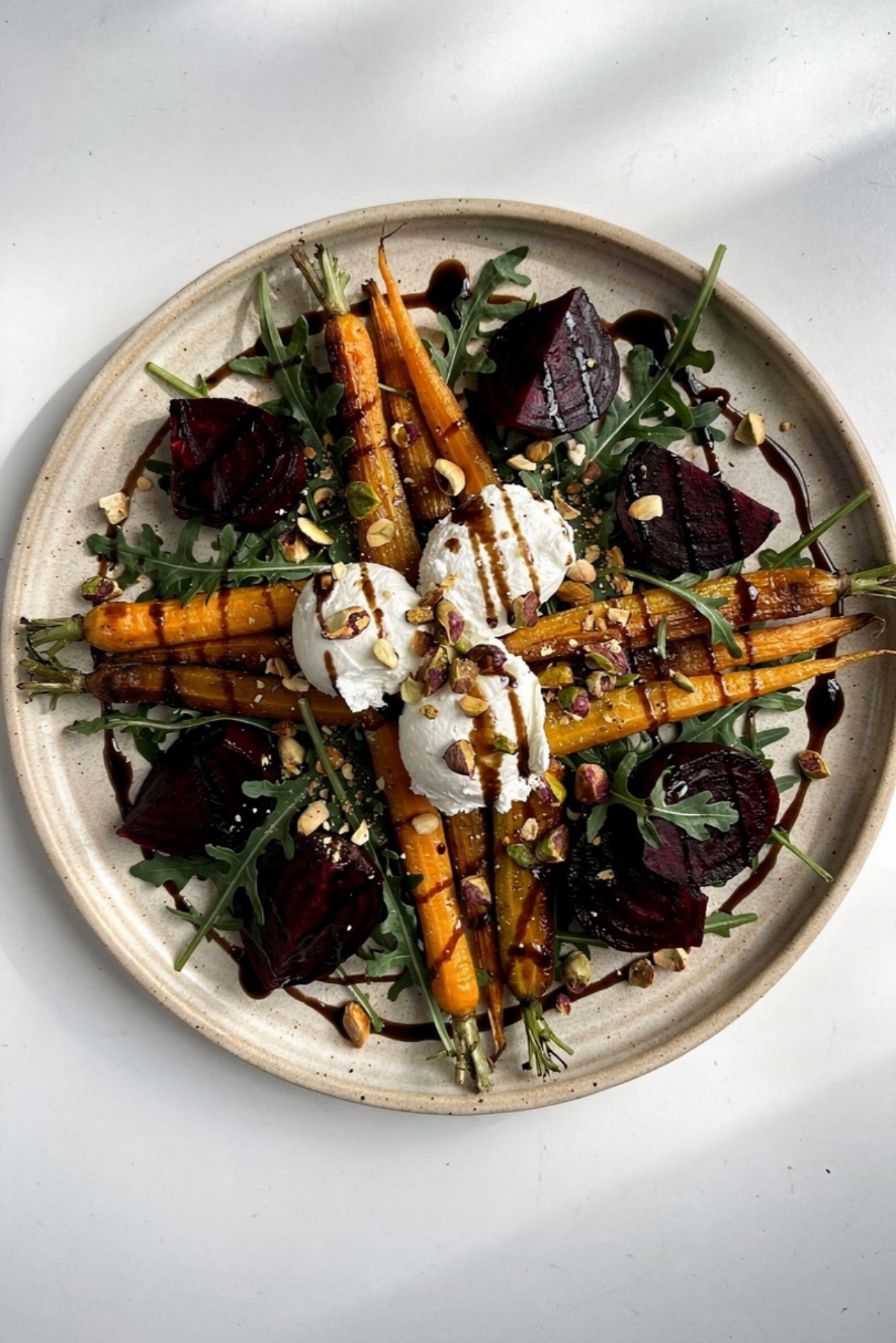 Roasted Beets and Carrots Salad with Burrata