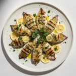 Grilled Stuffed Calamari with Lemon Herb Dressing