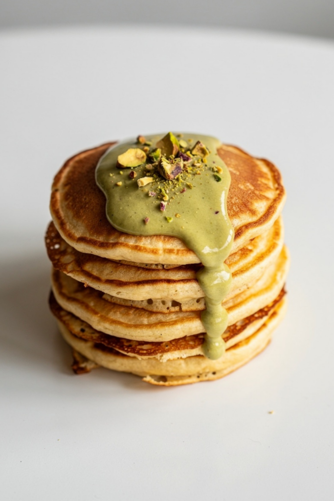 Golden Mini Pancakes with Pistachio Cream
