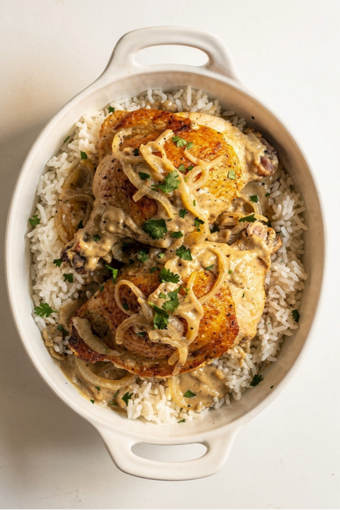 Comforting Smothered Chicken and Rice Recipe
